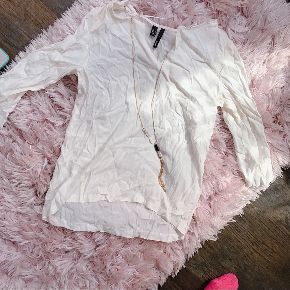 Mango suit blouse with tassel